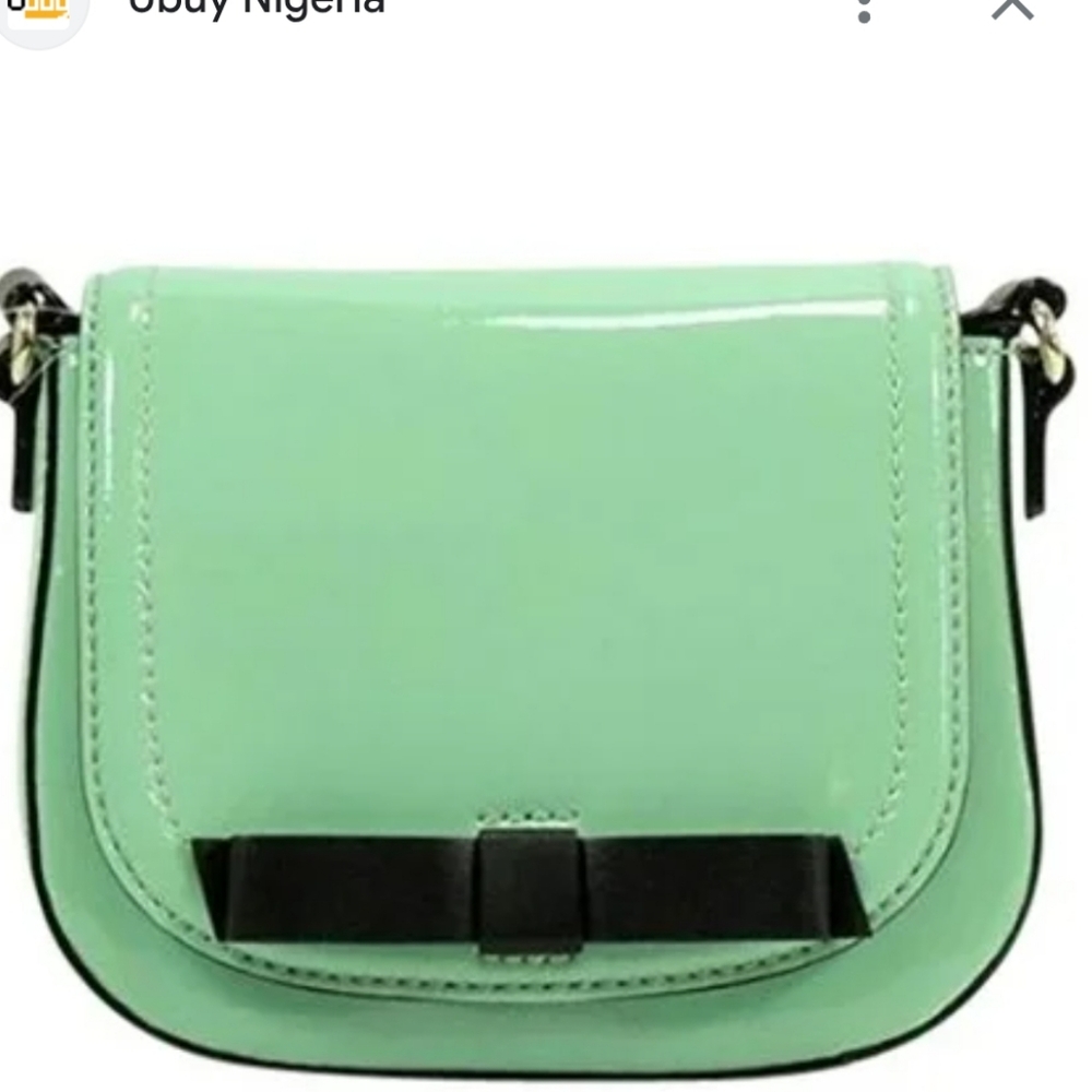 Kate Spade Mint Green Crossbody Bag with Black Bow